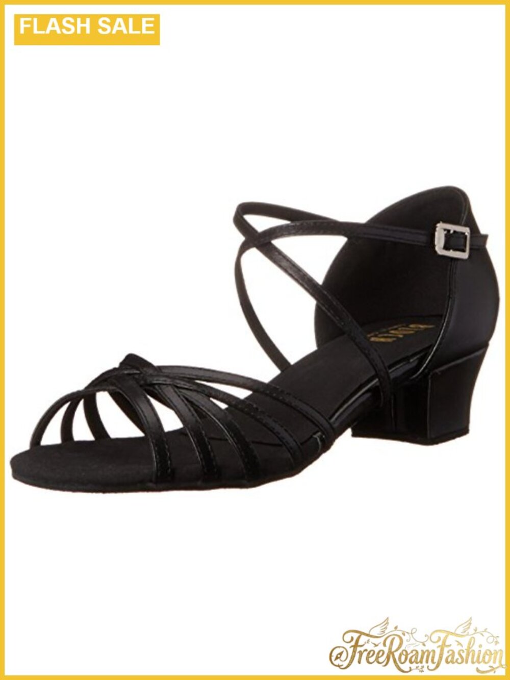 Leather Ballroom Practice Shoe Low Wide Heel Suede Sole Dance